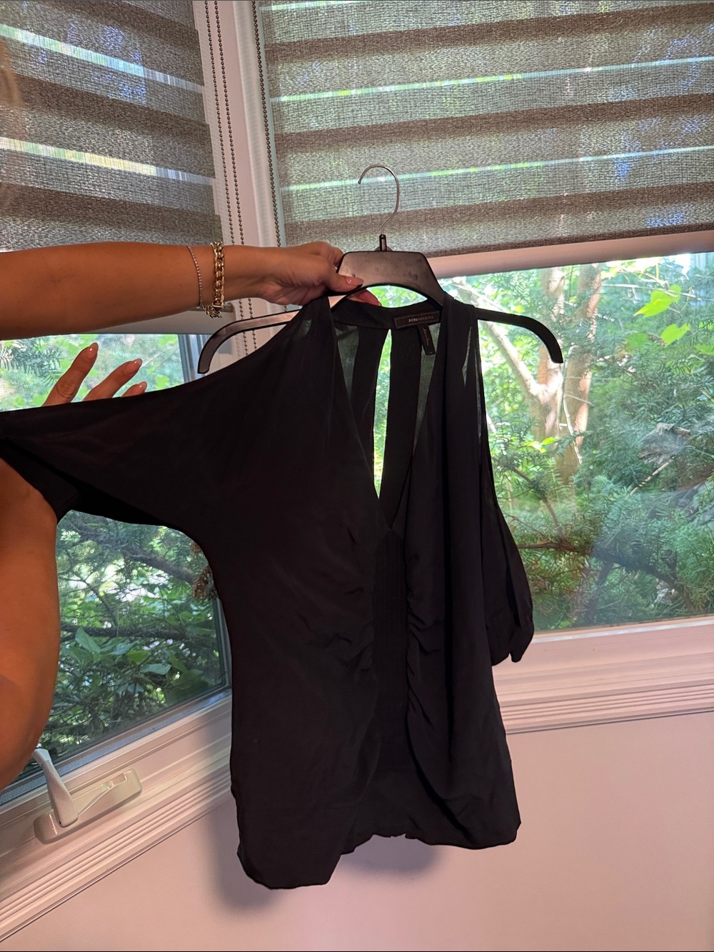 Banana Republic Black Cold-Shoulder Blouse